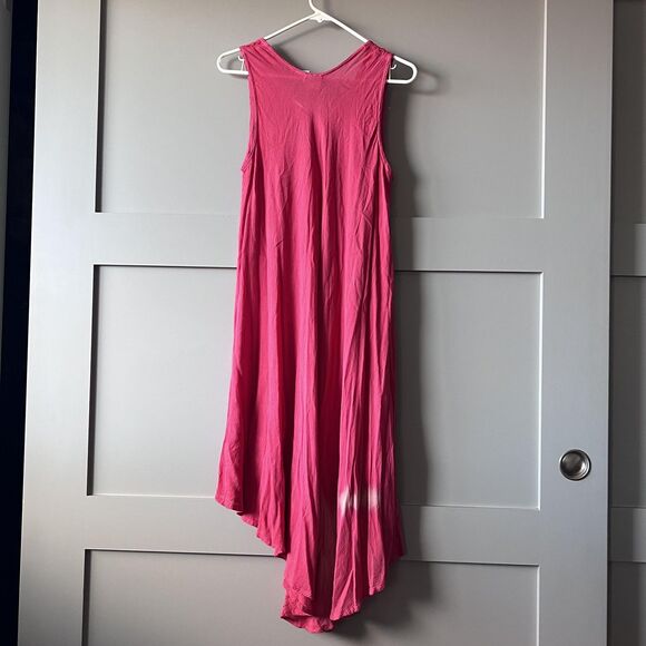 Venice Blue Dress Womens One Size Pink Embroidered Rayon Handkerchief Hem Boho - Picture 2 of 15